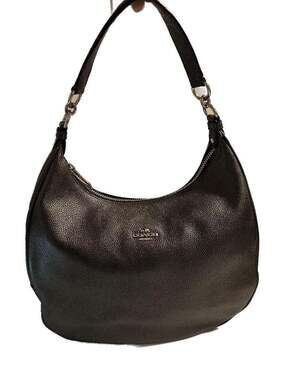Coach Harley Hobo in Metallic Pebble Leather Black F56130 EUC